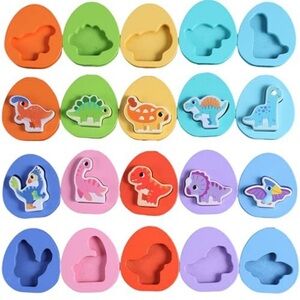Montessori Dinosaur Egg Matching Puzzle Wooden Toy Toddler 10 Pc NEW